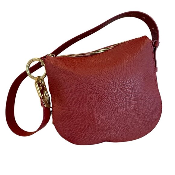 Burberry Knight Red Pebbled Leather Shoulder Bag with Gold hardware - Picture 2 of 16